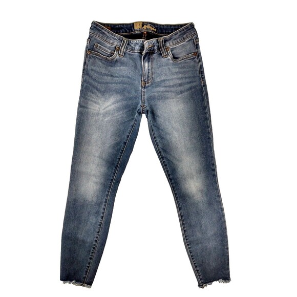 Kut From The Kloth Raw Hem Skinny Leg Distressed Jeans Size 4 Waist 25 Inseam 25 - Picture 1 of 10